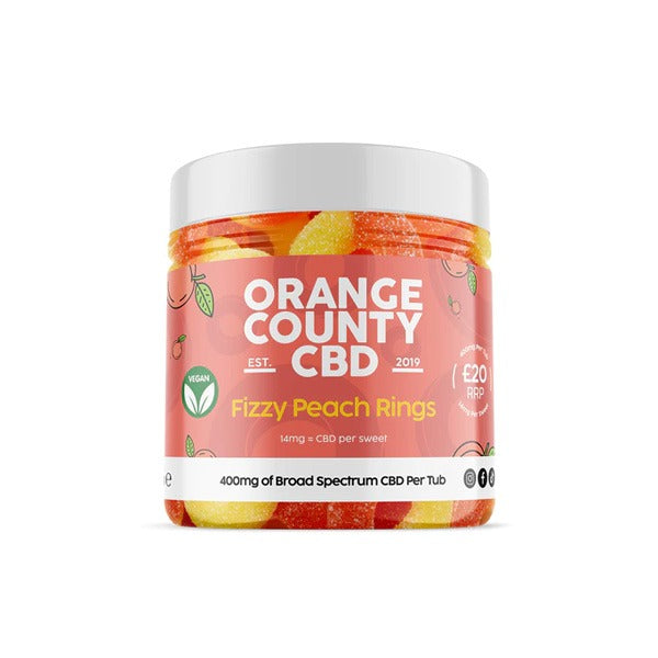 Orange County CBD 400mg CBD Fizzy Peach Rings – Small Tub 3 Orange County CBD 400mg CBD Fizzy Peach Rings - Small Tub