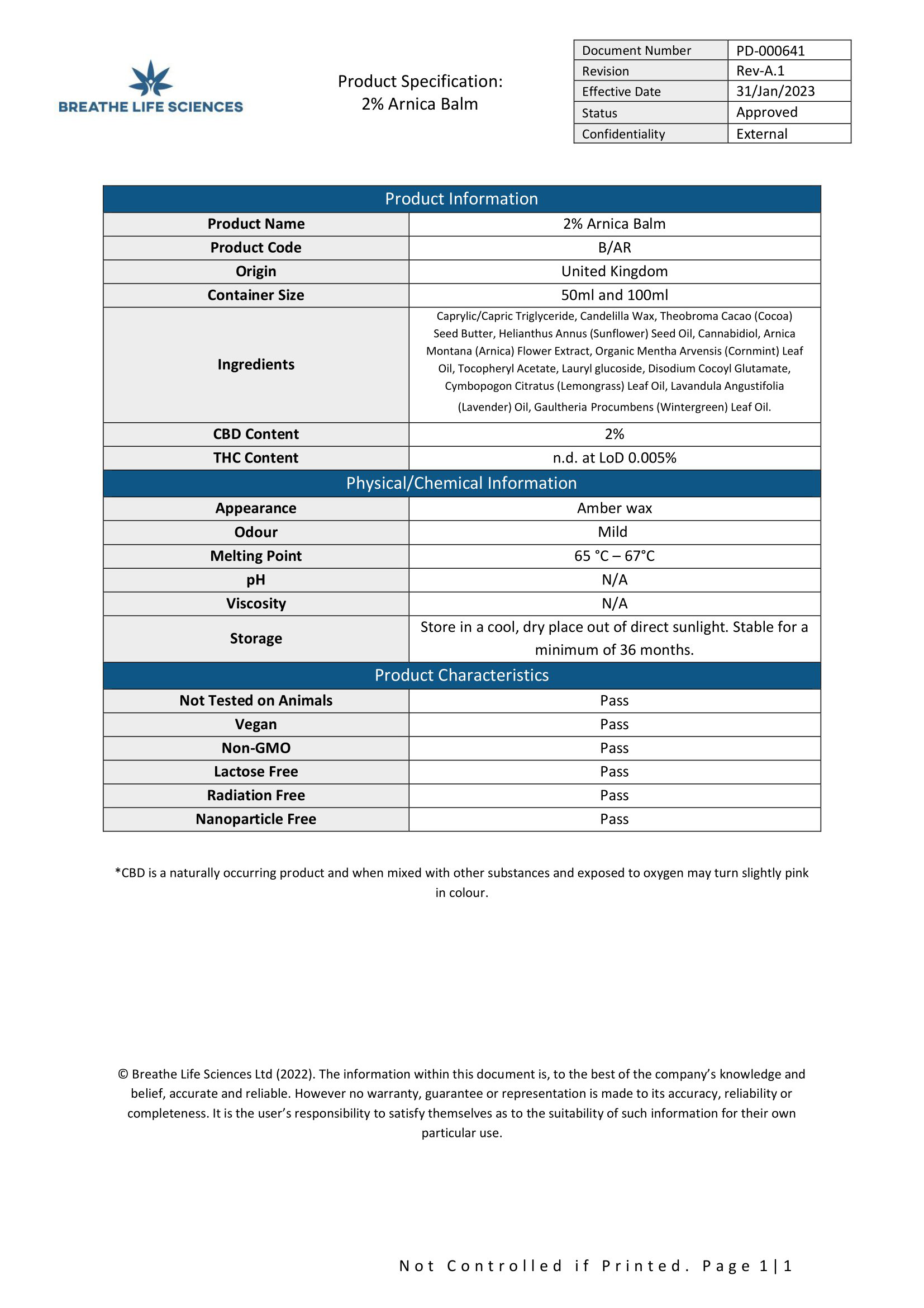 Dr Watson 1000mg CBD Arnica Balm – 50ml 4 Dr Watson 1000mg CBD Arnica Balm - 50ml - Image 2
